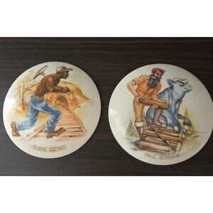 Wall plaques Paul Bunyon and John Henry